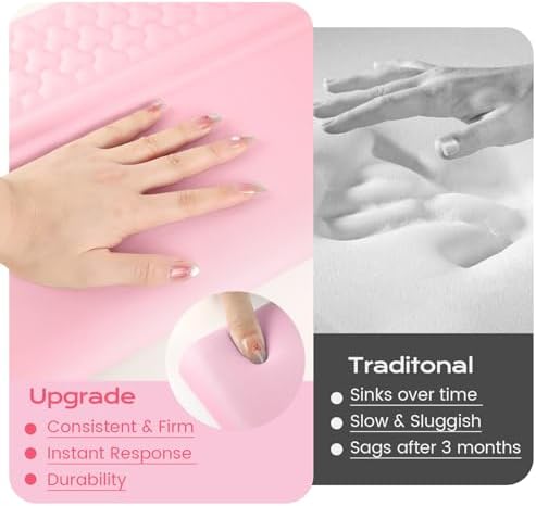 Keyboard Wrist Rest with Ergonomic Height - Computer Keyboard Stand & Soft Cushioned Pad for Wrist Pain Relief - Non-Slip Typing Support for Office, Gaming & Home (Pink)