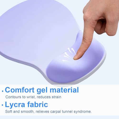 Ergonomic Mouse Pad with Gel Wrist Support, Comfortable Wrist Rest Mousepad with Non-Slip PU Base for Pain Relief, Desk, Home & Office(Gradient Purple)