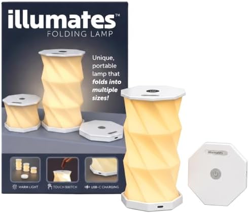 Origami Expanding Foldable LED Desk Lamp – USB Rechargeable & Portable - Dimmable Touch Control Light with Adjustable Height up to 8.25" for Office, Travel, Bedside - Sleek & Modern Design (White)