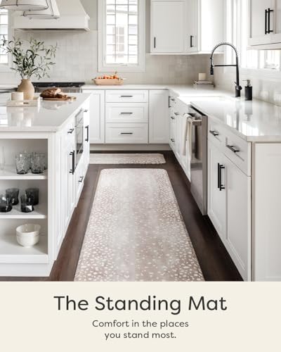 House of Noa Nama Standing Mat – Anti-Fatigue Kitchen Mats for Floor, Cushioned & Non-Slip Kitchen Comfort Mat for Standing, Thick Foam Anti-Fatigue Mat for Kitchen & Workspaces, Fawn Brown 22" x 36"