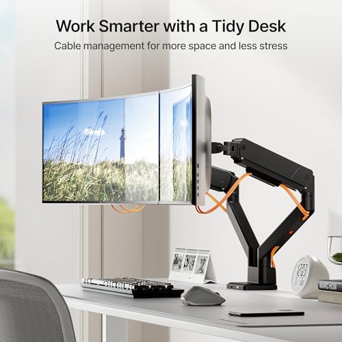 monTEK Dual Monitor Mount with USB Monitor Arms for 17 to 35 Inch Screen