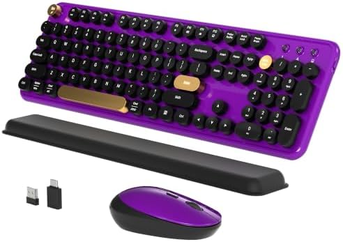 Wireless Computer Keyboard and Mouse Combos, Purple-Black