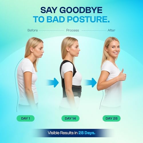 Adjustable Posture Corrector Back Brace for Men & Women – Upper Back & Shoulder Support Breathable Design with Removable Under-Arm Sweat Pads, Discreet Fit