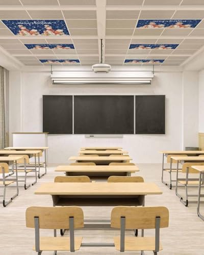 Christmas Magnetic Fluorescent Light Covers for Ceiling Lights 2 x 4 Feet,Retro Snowflakes Snowman Bear Farmhouse Blue Office Classroom Kitchen Drop Ceiling Light Covers Filters Shade Panel 2 Packs