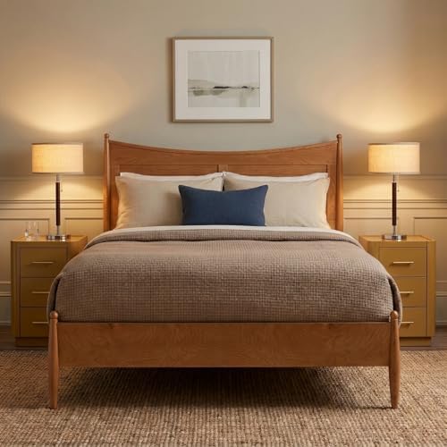 Brightech Carter LED Bedside Lamp - Compact Table & Desk Reading Lamp for Bedroom, Living Room, Office - Modern Nightstand & Side Lamp with Soft Ambient Light - Stainless Steel & Wood Finish