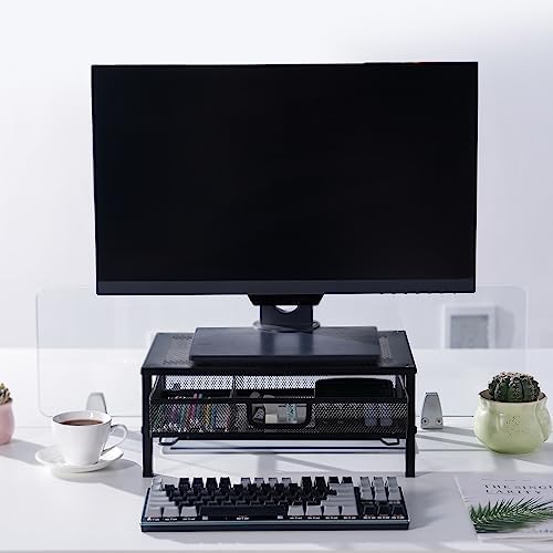 Metal Computer Stand for Desk,Monitor Riser with Drawer ,Desktop Stand for Laptop,Printer and Monitor,Black