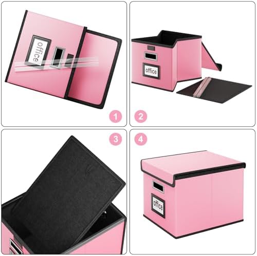 File Organizer Box with Lids, Collapsible File Folder Organizer