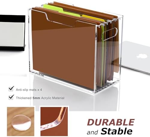 Acrylic Hanging File Organizer, Letter Size Clear Magazine Rack Folders Holder, Large Capacity Storage Box for Desk Office School, No Assembly Required