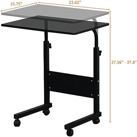 Karl home Small Side Mobile Table, 23.6 inch, Black