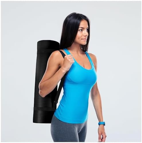 Fitvids 1/2-inch Thick High Density Exercise Yoga Mat with Carrying Strap