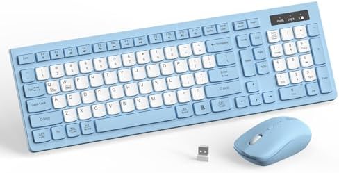 Wireless Keyboard and Mouse Combo Silent for Office and Home(Sky Blue-B)