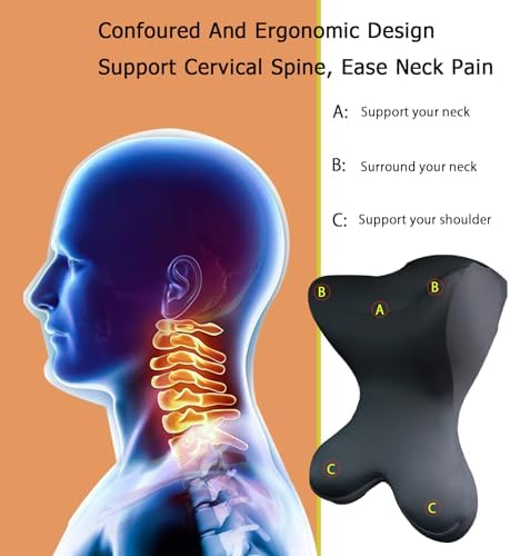 Car Headrest Pillow，Neck Support for Office Chair,100% Memory Foam Car Neck Pillow - Ergonomic Neck Support with Adjustable Double Strap, Breathable Comfort for Car, Gaming & Office Chairs