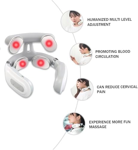 Ayland Vitality Magic Pro 2.0 Neck Massager, Portable Neck Relaxation Device, 4-Head Portable Neck Massage with 6 Vibration Modes & 15 Intensity Levels, Ergonomic Design Promote Muscle Relaxation