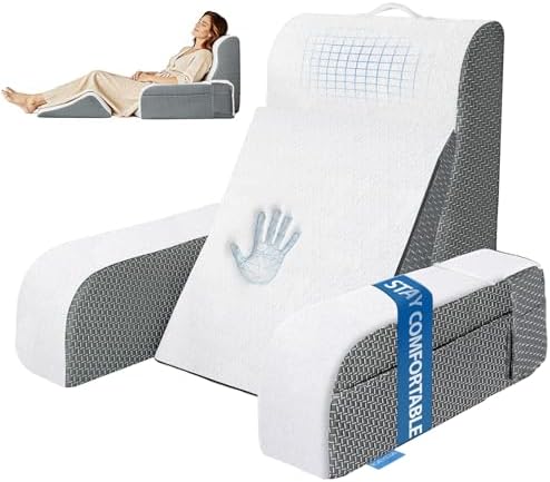 Kayfia Reading Pillow, Gel Memory Foam Back Rest Pillow, 19", White