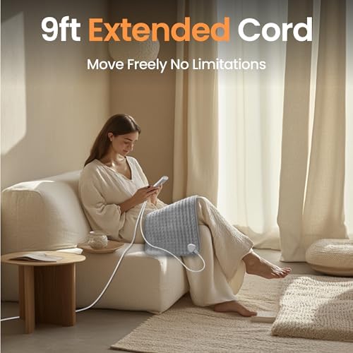 Heating Pad for Back, Neck, Shoulders & Period Cramps, 9 Heat Settings, Auto Shut-Off, Rapid Heating, 12''24'', Velvet-Like Fabric, Moonlit Velvet
