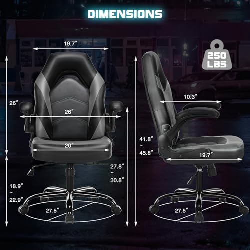 DUMOS Computer Desk Chair, Lumbar Support Video Gaming Chair, PU Leather
