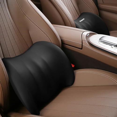 Memory Foam Lumbar Support Pillow for Office Chair Ergonomic Car Lumbar Pillow for Driving Seat Lower Back Support Truck Delivery Driver Essentials Relief Pain Car Seat Cushion 15.7x11.8x3.9in Black