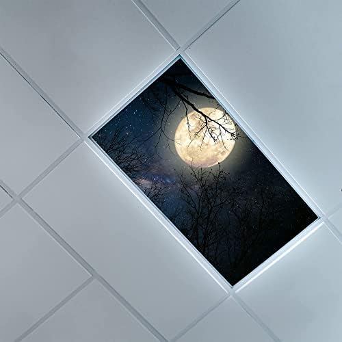 Fluorescent Light Cover Decorative Ceiling Light Filters,Night Sky Pattern,for Classroom Office Hospitals Home Ceiling Decorative,2ft x 4ft,Dark Blue