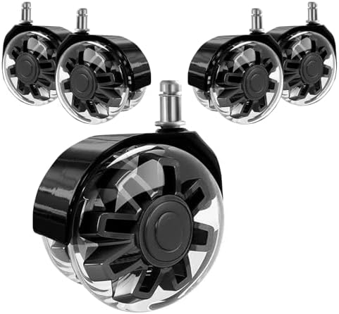 Hirate 3 inch Office Furniture Casters 7/16 inch Stem Dual Rubber Wheel