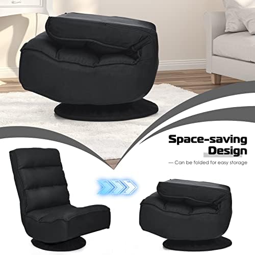 COSTWAY Folding Floor Chair, Adjustable 5-Position Swivel Gaming Chair