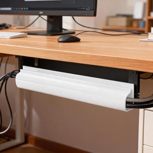 6 Pack Cable Management for Under Desks,94.5in Cord Organizers,J-Shaped Self-Adhesive Cable Organizer, Cable Hider Cord Management,Cable Organizer Accessories for Home & Office (White)