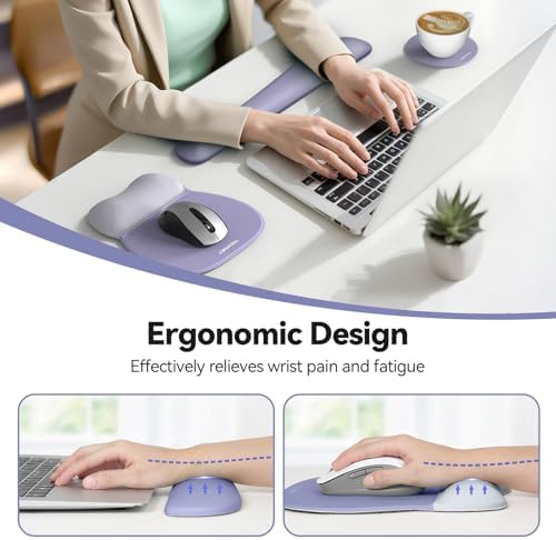 TECKNET Gel Ergonomic Mouse Pad & Keyboard Wrist Rest & Coaster