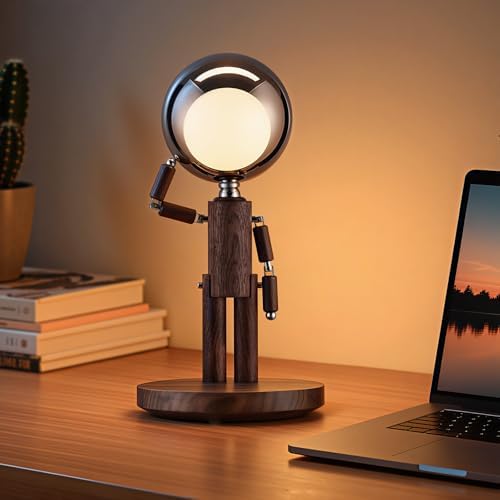 Cordless Table Lamp, Rechargeable Wooden Desk Lamp, Dimmable, Gift
