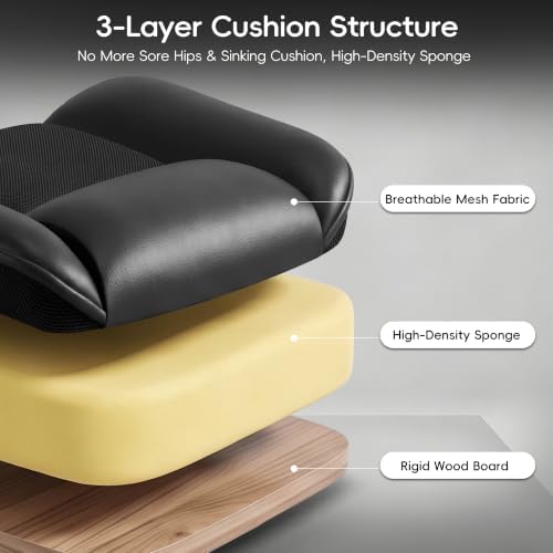Vonesse Office Chair, Desk Chair with Flip-up Armrests, Gaming Chair with Double-Layered Soft Backrest,PU Leather Computer Executive Chair with Breathable Seat Cushion (Black)