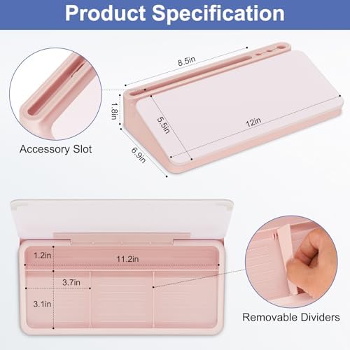 DOLLAR BOSS 12"x7" Small Glass Desktop Whiteboard, Pink
