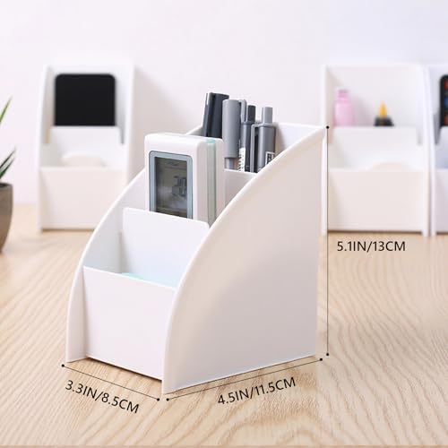 Desk Organizer with Tiered Compartments - No Lid Pencil Holder for Office Supplies Remote Control & Pen Storage Workspace Organizer for Women, College Dorm Room, Desktop (11.7x8.8x13cm)