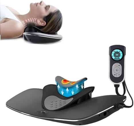 Multifunctional Cervical Traction Device, Electric Neck Stretcher, Dynamic Neck Stretching Function, Electrotherapy And Heat Therapy To Relieve Neck Pain, 3 Massage Modes For Home Use (Black)