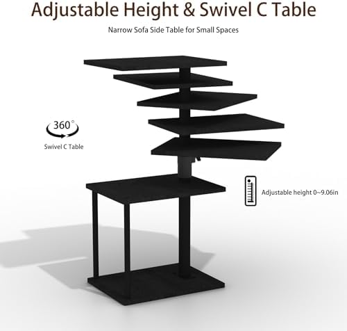 Faesun Swivel Side Table for Couch Arm, Adjustable C End Table for Recliner or Bed, Tv Trays with Storage Shelf for Small Spaces Small Nightstand Table for Living Room, Bedroom，2pc