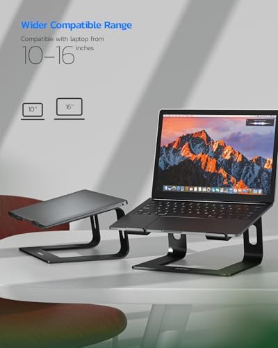 Nulaxy Full Aluminum Laptop Stand, Stable Support to 22 lbs, Black
