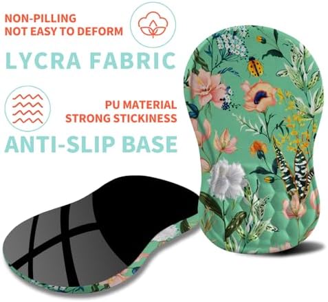 Ergonomic Mouse Pad Wrist Support with Memory Foam Massage Bulge, Carpal Tunnel Pain Relief Mousepad Wrist Rest for Mouse(12x8 inch, Pink Flowers)