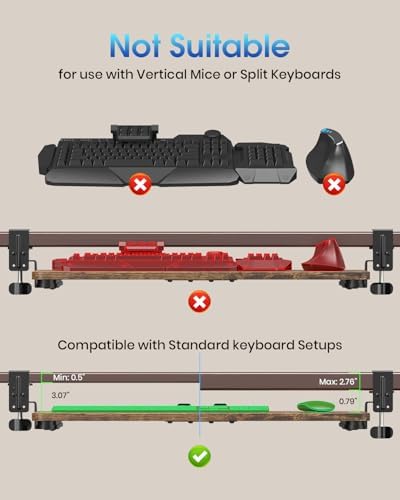 Large Keyboard Tray Under Desk, Pull Out Keyboard & Mouse Tray for Typing