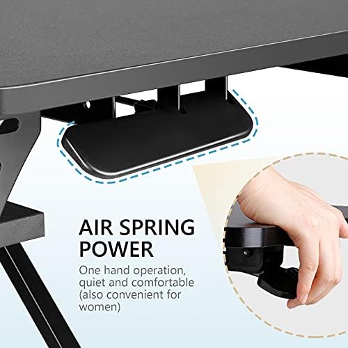Standing Up Desk Converter 32" Height Adjustable Sit Stand Desk with Removable Keyboard Tray, Large Desk Riser Ergonomic Gas Spring Dual Monitor Workstation for Home Office
