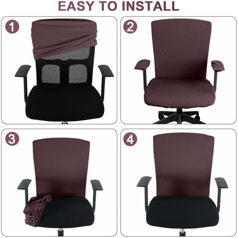 Tallew 4 Pcs Office Chair Covers Stretch Seat Armrest, Coffee Color