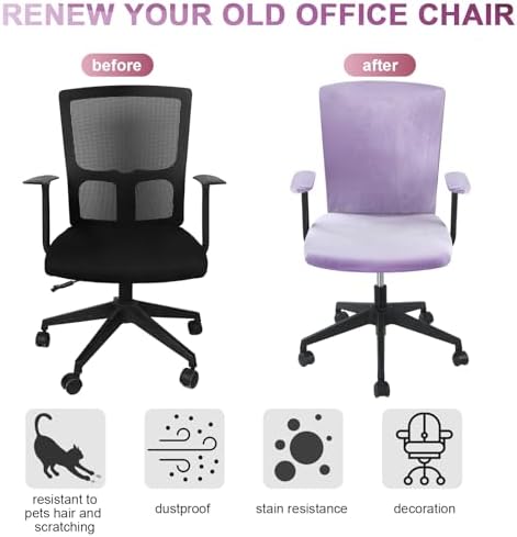 Tallew 4 Pcs Office Chair Covers Set with Armrest, Stretchable,Purple