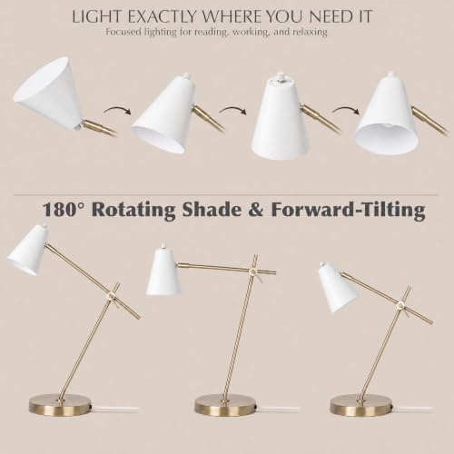 HarvestLand HaloBar White Mordern Desk Lamp, Reading Lamp for Home Office