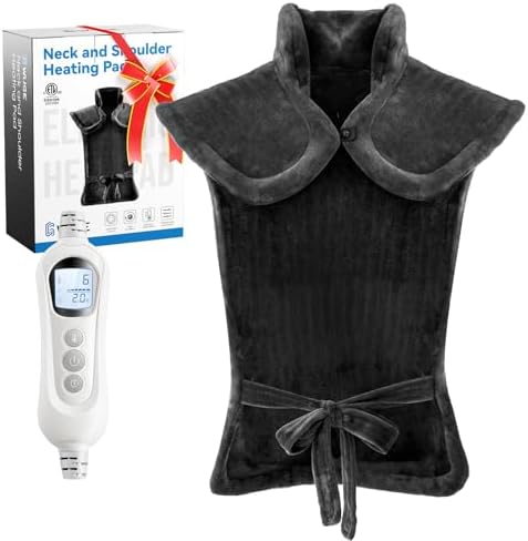 WUGE Comfort Gifts for Women Men, Heating Pad for Neck Shoulder and Back, Birthday Gift for Women Men, Large Weighted Heat Pad, ETL Certified, Gray