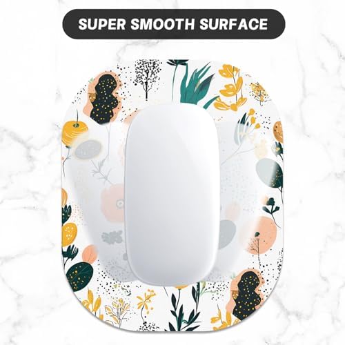 Small Mouse Pad, 6 x 7 Inch, Oval Mini Mouse Pad with Non-Slip Rubber Base for Laptop Wireless Mouse Keyboard Tray Mousepad, Flower Seamless Pattern
