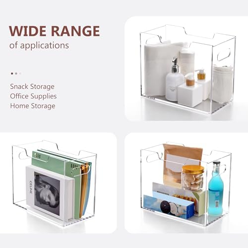 Acrylic Hanging File Organizer, Letter Size Clear Magazine Rack Folders Holder, Large Capacity Storage Box for Desk Office School, No Assembly Required