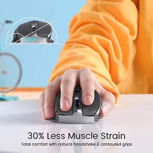 HOTWEEMS Ergonomic Wireless Mouse for Laptop, 2.4G USB Cordless Mice- Grey