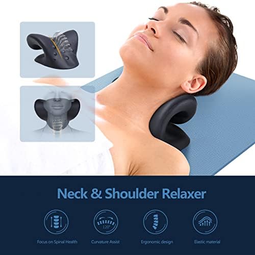 Cozyhealth Neck Stretcher for Neck Pain Relief, Neck and Shoulder Relaxer Cervical Traction Device Pillow for TMJ Pain Relief and Muscle Relax, Cervical Spine Alignment Chiropractic Pillow (Black)