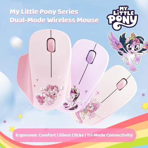 My Little Pony Silent Wireless Mouse -M06 Pinkie Pie Bluetooth & 2.4G Silent Mouse, 1600 DPI Cute Computer Mouse for Laptop, Mac, PC, Aesthetic Desk Accessories Gift for Fans, Women (Pink)