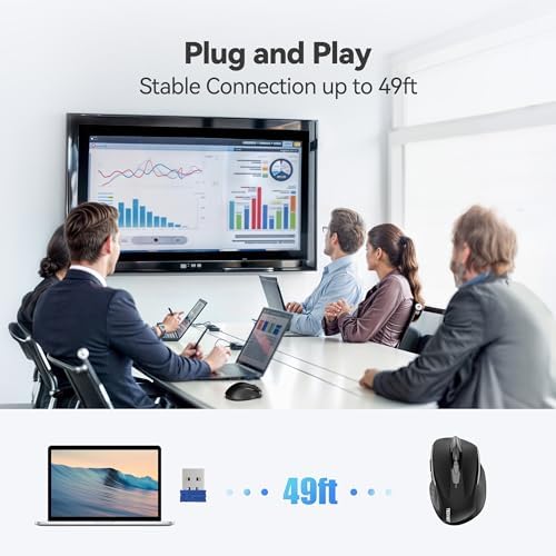 TECKNET Wireless Mouse Rechargeable, 2.4G Computer Mice with USB-A Receiver