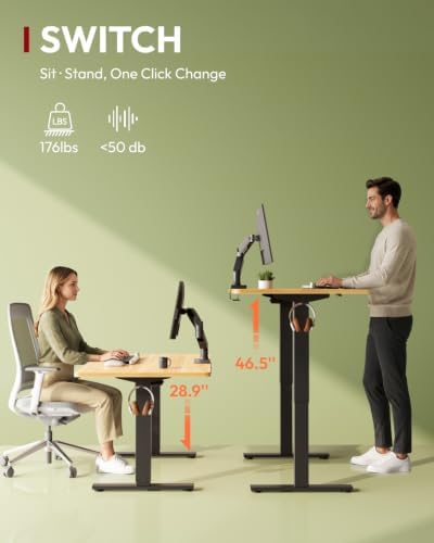 SANODESK One-Piece 40 x 24'' Electric Height Adjustable Standing Desk