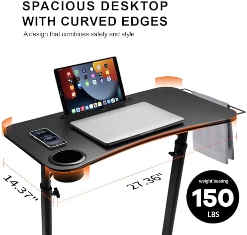 Stepwaver Treadmill Desk, Small Standing Desk for Walking Pad, 30-47 Inch Adjustable Height Walking Pad Stand for Treadmill, Portable Standing Table for Bike - Black