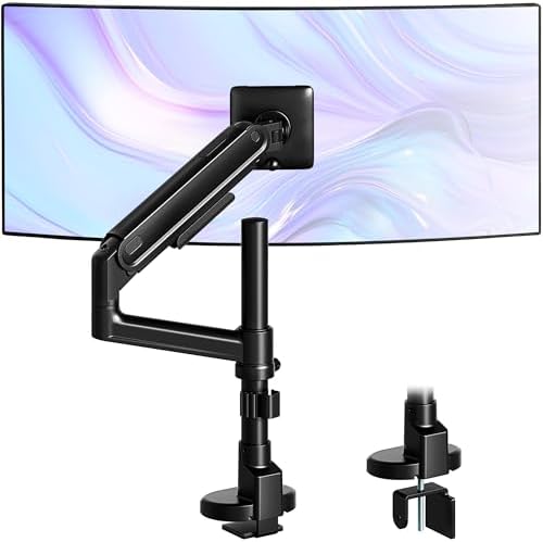 monTEK Tall Single Monitor Arm, 17–40" Full Motion Height Adjustable，Black