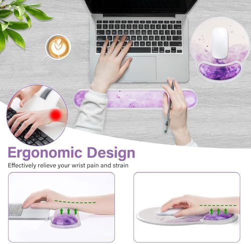 MOSISO Gel Wrist Rest Support for Mouse Pad & Keyboard Set, Purple